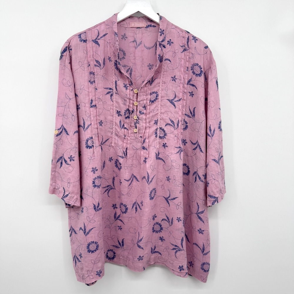 CP Shades Tunic Top Shirt Size Large 100% Linen Lagenlook Coastal Cottagecore